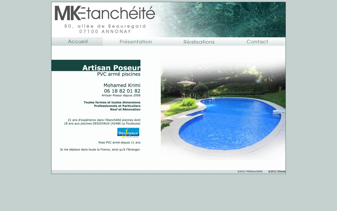 MK Étanchéité — le site d'origine de 2012, avant la refonte